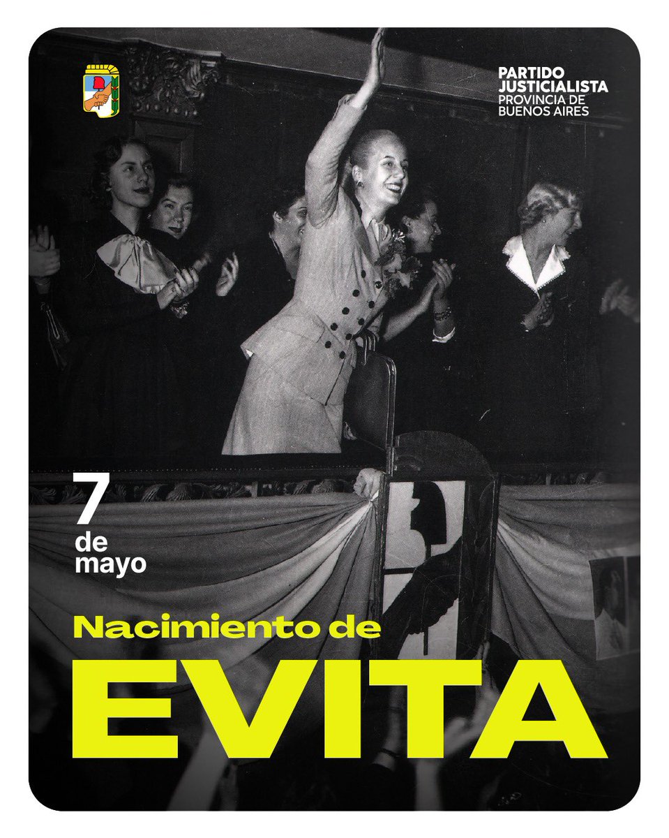 • 7 de mayo de 1919 | A 106 años del nacimiento de Eva Perón. ✌🏽

#EvitaEterna 🤍