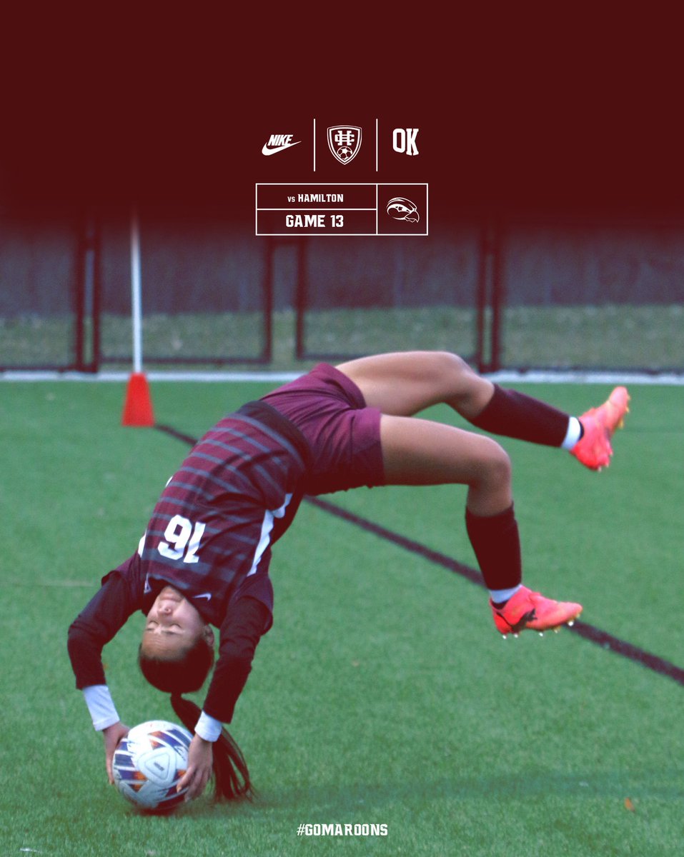 Game 1️⃣3️⃣
⚽️ vs Hamilton
🕖 7:15pm
#GoMaroons