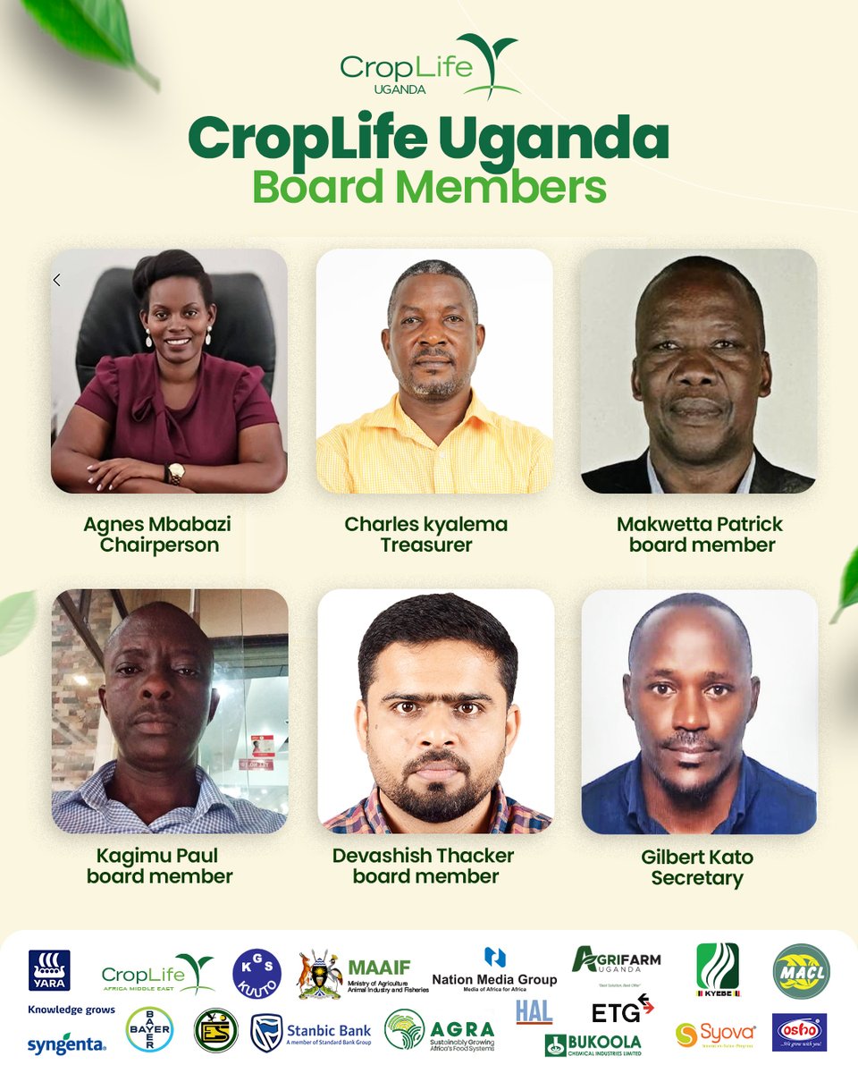 Introducing the esteemed Board Members steering CropLife Uganda’s vision and leadership at the upcoming Symposium.

#CropLifeUgandaSymposium2025
#CropLifeUganda