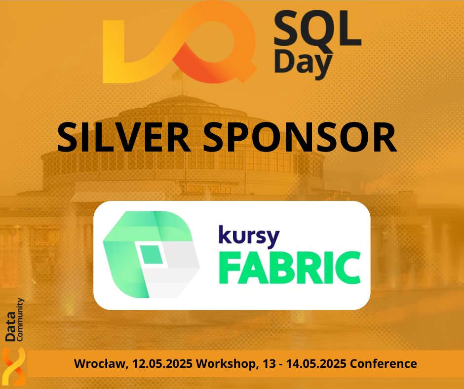 sqlday's tweet image. 🌟 Meet SQLDay 2025 Sponsor 🌟
We are happy to introduce Kursy Fabric @kursysql as a Silver Sponsor of SQLDay 2025!💚
Learn more about Kursy Fabric 👉 kursyfabric.pl
#SQLDay2025 #sqlday #DataCommunityPoland #datacommunity #wroclaw #poland #kursysql #kursyfabric