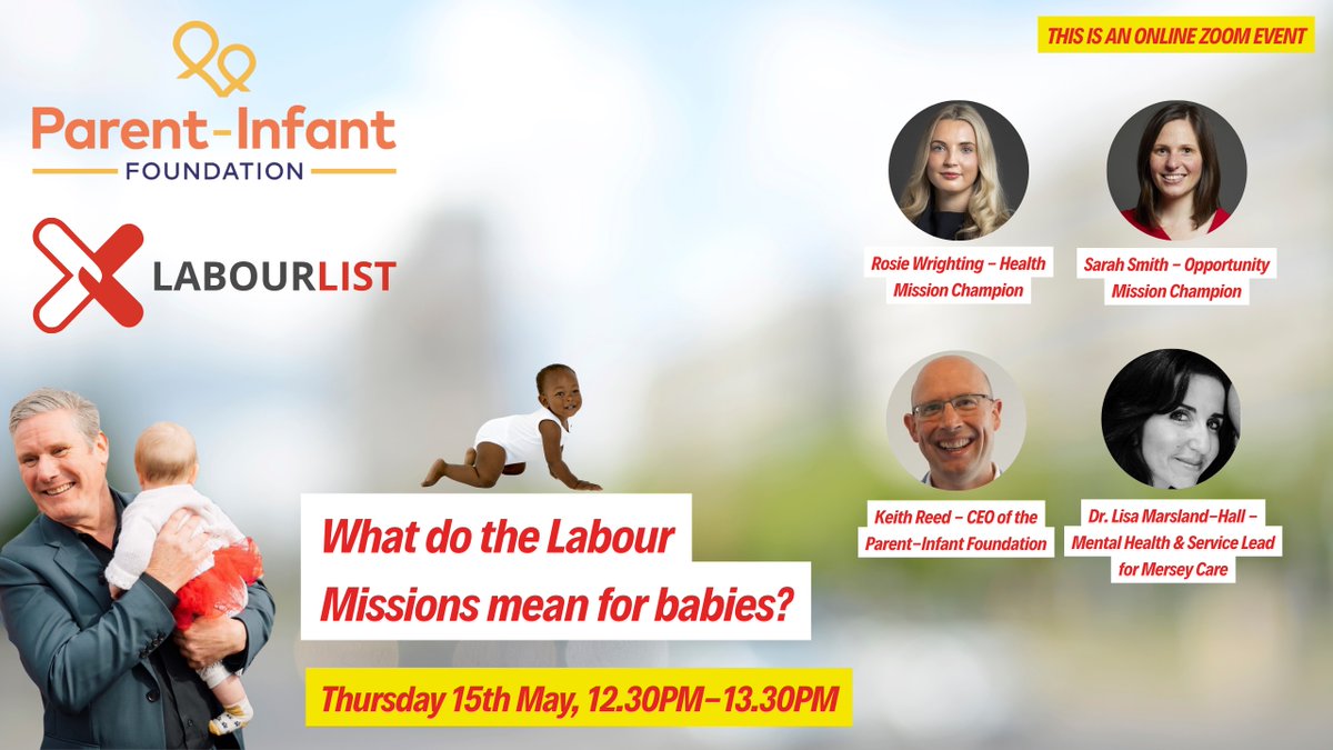LabourList (@labourlist) on Twitter photo 🌹The LabourList team are excited to announce we'll be holding a special online event, in partnership with the <a href="/ParentInfantFdn/">Parent-Infant Foundation</a>, to discuss what the Labour Missions mean for babies?👶
We'll be joined by National Mission Champions <a href="/rosie_wrighting/">Rosie Wrighting MP</a> and <a href="/sarahsmithlab/">Sarah Smith MP</a>, CEO of the 🌹The LabourList team are excited to announce we'll be holding a special online event, in partnership with the <a href="/ParentInfantFdn/">Parent-Infant Foundation</a>, to discuss what the Labour Missions mean for babies?👶
We'll be joined by National Mission Champions <a href="/rosie_wrighting/">Rosie Wrighting MP</a> and <a href="/sarahsmithlab/">Sarah Smith MP</a>, CEO of the