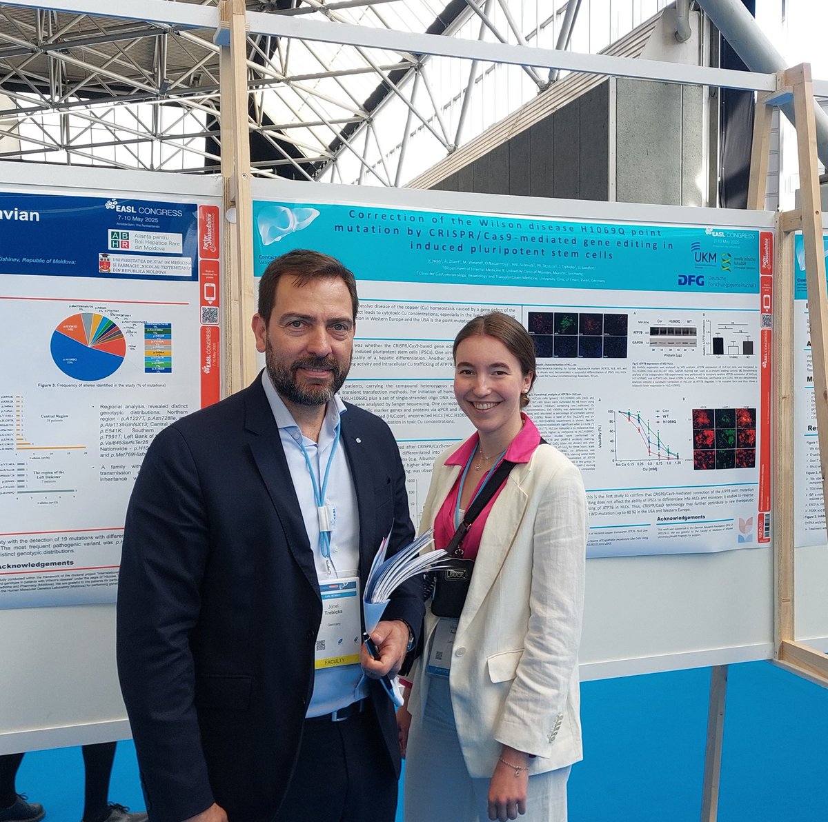 MEDB_LAB's tweet image. Viktoria Iwan presents her study on gene editing for #Wilsondisease at poster WED-351 at #EASLCongress.