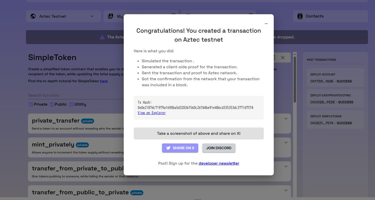 dss9r2's tweet photo. I sent a private transaction on @aztecnetwork Public Testnet by generating a client-side proof.

Try it yourself with Aztec Playground: https://t.co/VOc7BQThuh https://t.co/v94BWZhutC