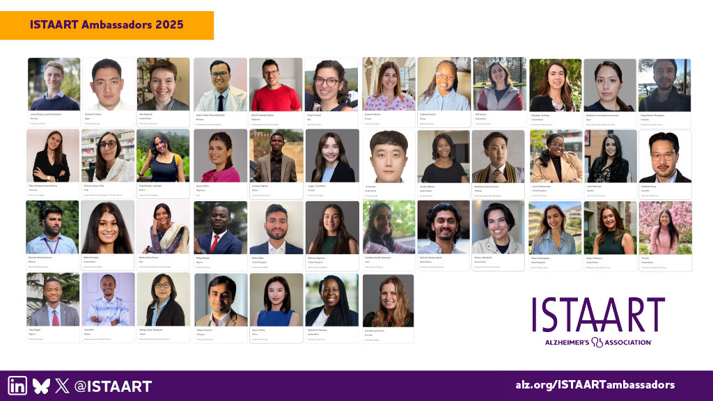 ISTAART (@istaart) on Twitter photo Delighted to welcome our new class of ISTAART Ambassadors! This year's 43 Ambassadors represent 27 countries across the globe. They'll work with us at #AAIC25 Toronto / online, and we'll be mentoring them over the next year!
Meet them at alz.org/ISTAARTambassa…!
<a href="/alzassociation/">Alzheimer's Association</a> Delighted to welcome our new class of ISTAART Ambassadors! This year's 43 Ambassadors represent 27 countries across the globe. They'll work with us at #AAIC25 Toronto / online, and we'll be mentoring them over the next year!
Meet them at alz.org/ISTAARTambassa…!
<a href="/alzassociation/">Alzheimer's Association</a>