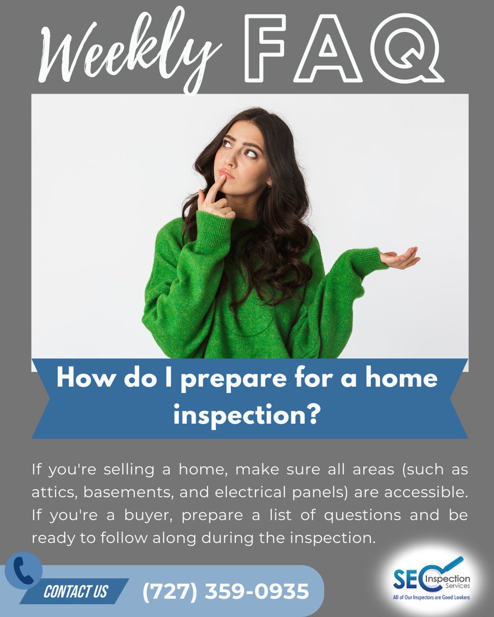 G00dL00ker's tweet image. Prep now, avoid surprises later.
Get ready for a smooth home inspection—whether you're selling or buying, preparation is key!
Read more FAQ here: secinspection.com/faq/

(727) 359-0935

#PeaceOfMindGuaranteed #VerifiedRepairs #HomeInspectionExperts #HomeRepairsDoneRight