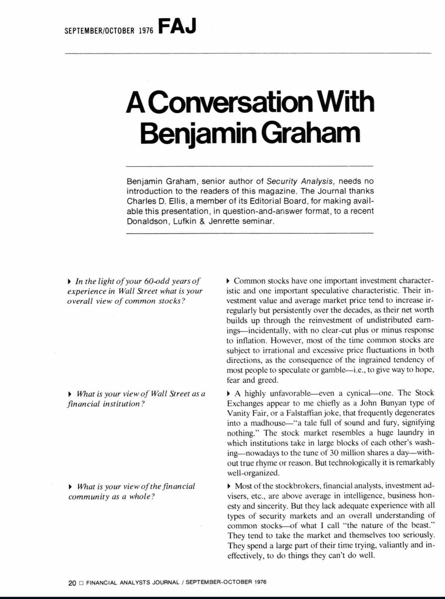 thebigideas_'s tweet image. A Conversation with Benjamin Graham

From 1976, yet so much still applies, a real legend.