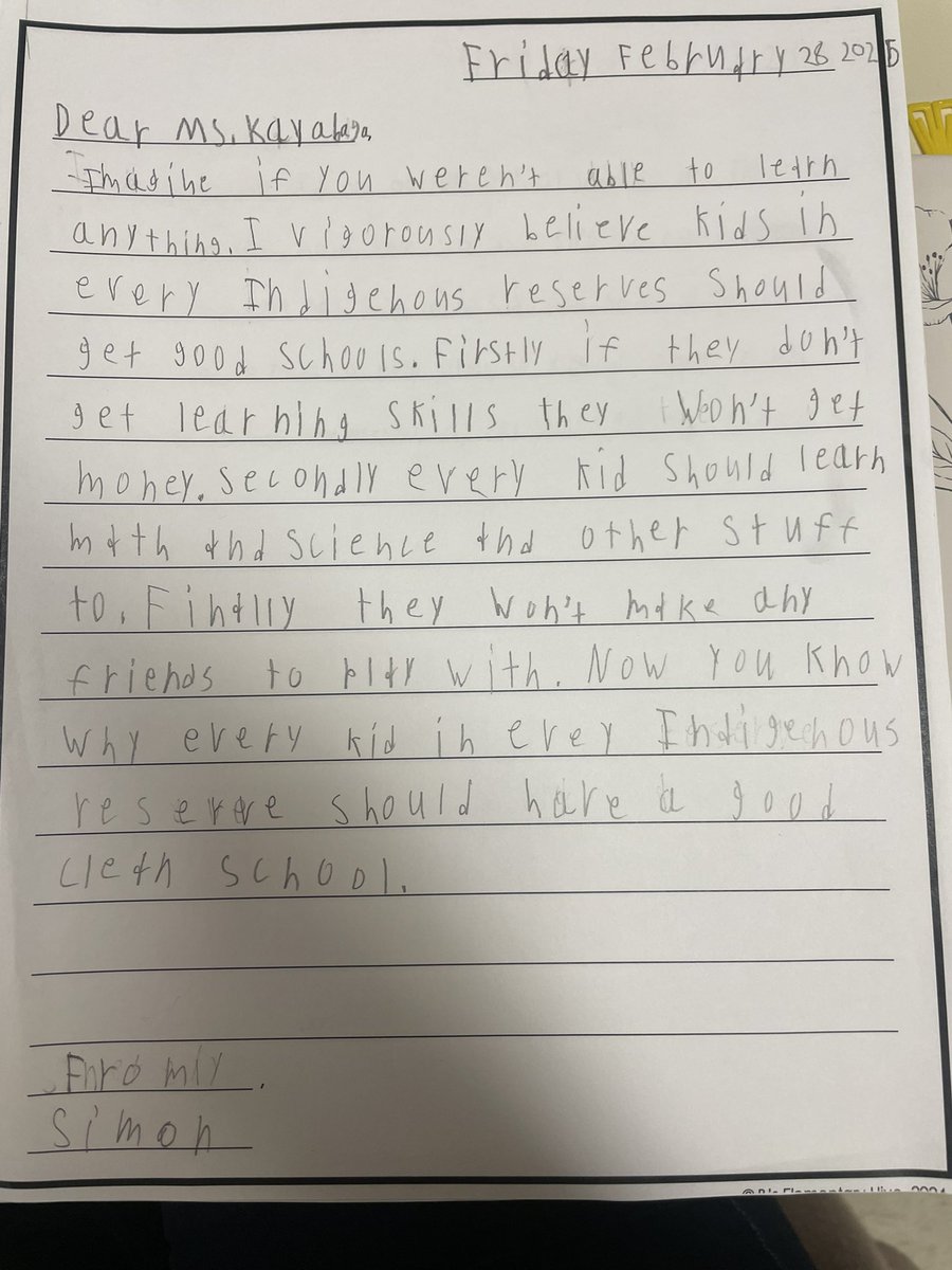 This year our class has a big focus on learning about and becoming “changemakers”! One way we did this was writing letters to <a href="/KayabagaArielle/">Arielle Kayabaga 🇨🇦</a> about challenges faced on Indigenous reserves in Ontario. Thank you to our MP for your reply and supporting our young changemakers!@TVDSB
