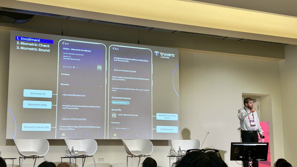 Always love seeing <a href="/cheqd_io/">cheqd.io 🆔</a> DIDs in the wild! From <a href="/dock_labs/">Dock Labs</a> earlier today, on their work on local-first, privacy-preserving biometric binding to digital credentials.