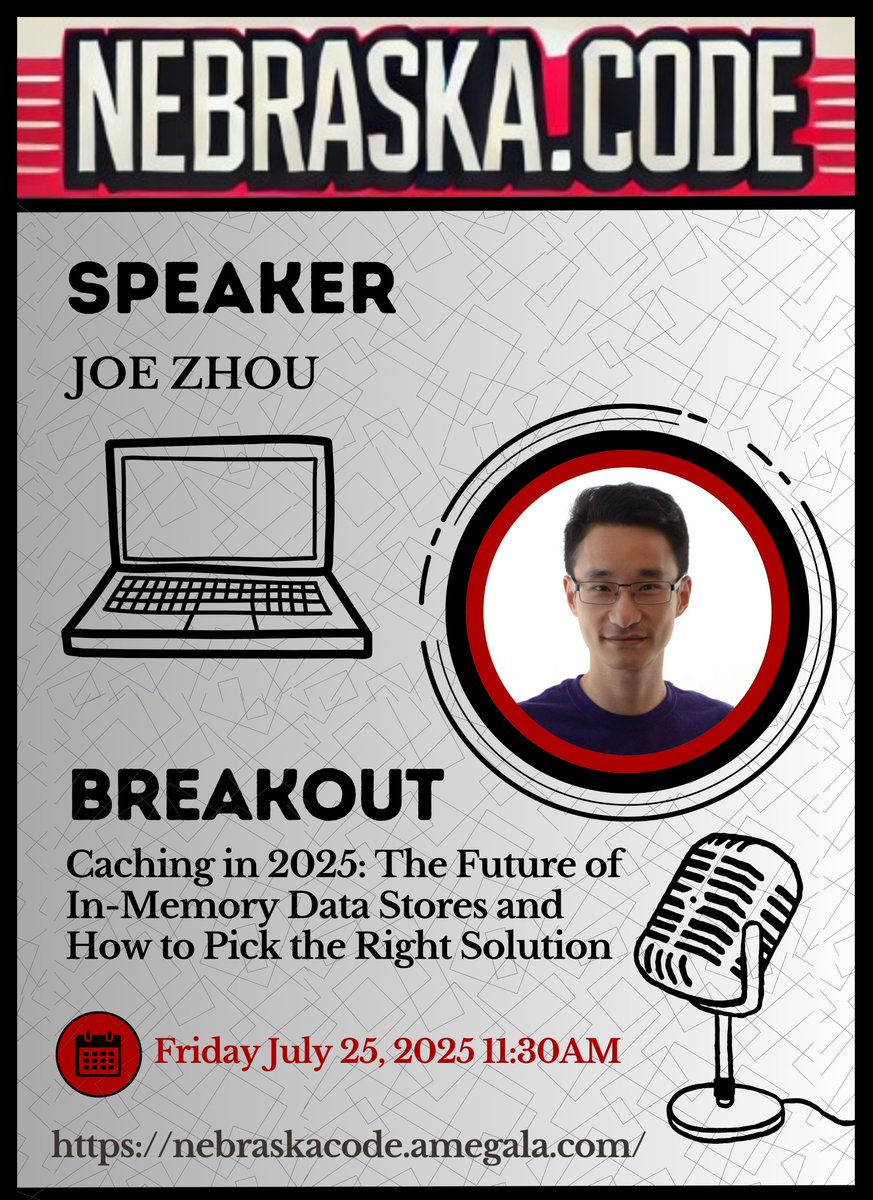 Zhehui (Joe) Zhou presents 'Caching in 2025: The Future of In-Memory Data Stores and How to Pick the Right Solution' July 25th at Nebraska.Code().

nebraskacode.amegala.com

<a href="/dragonflydbio/">Dragonfly</a> #InMemoryDataStores #Redis #MigrationPaths #Valkey #Dragonfly #AWS <a href="/webheadsa/">Webhead</a> <a href="/FatBrainToys/">Fat Brain Toys</a>