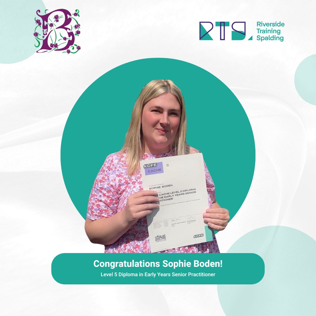 🎉 Congratulations, Sophie Boden! 🎉

A massive shoutout to Sophie Boden, Manager at Bramble Hall Day Nursery, for achieving her Level 5 Diploma in Early Years Senior Practitioner as part of her Level 5 Apprenticeship! 🏆

Keep shining, Sophie! 🌟

#EarlyYears #Level5Diploma