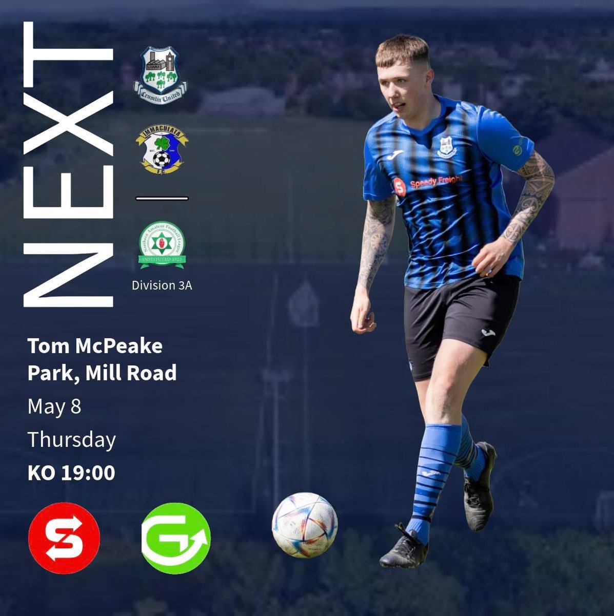 Our Reserves welcome Immaculata Football Club to BT29.

#CrumlinUnitedFootballClub