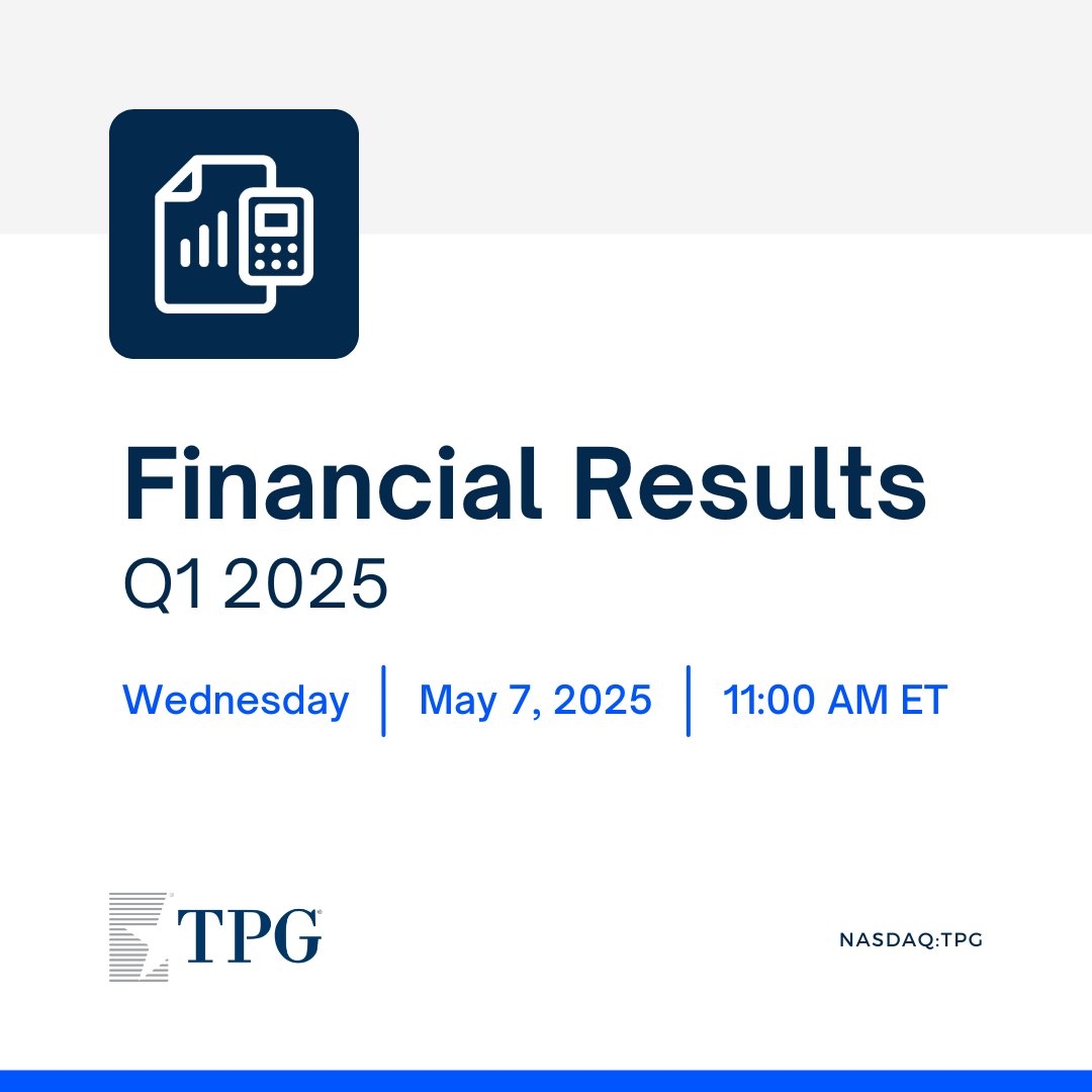 TPG announces Q1 2025 results. Tune in at 11:00am ET for the earnings conference call: bit.ly/4jIywvm
