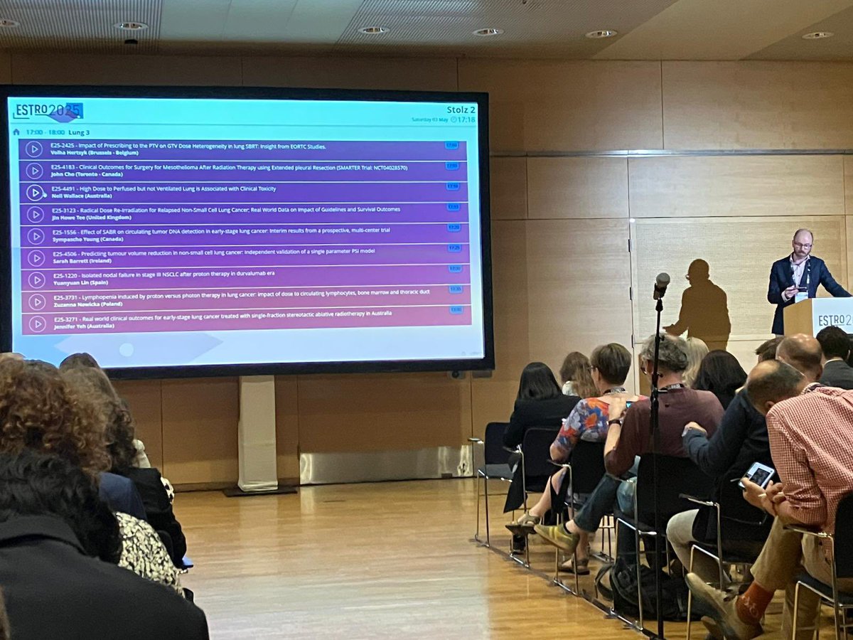 Peter Mac Radiation Oncology (@petermacradonc) on Twitter photo Congrats to Dr Neil Wallace - rising above technical challenges to deliver a fantastic presentation at #ESTRO25 on the link between functional lung #RT dosimetry and clinical toxicity in patients with #lungcancer. 👏👏👏
Well done, <a href="/neildwallaceie/">Neil Wallace</a> . <a href="/PeterMacCC/">Peter Mac Cancer Centre</a> <a href="/ESTRO_RT/">ESTRO</a> Congrats to Dr Neil Wallace - rising above technical challenges to deliver a fantastic presentation at #ESTRO25 on the link between functional lung #RT dosimetry and clinical toxicity in patients with #lungcancer. 👏👏👏
Well done, <a href="/neildwallaceie/">Neil Wallace</a> . <a href="/PeterMacCC/">Peter Mac Cancer Centre</a> <a href="/ESTRO_RT/">ESTRO</a>