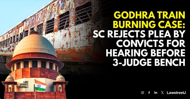 LawstreetJ's tweet photo. SC rejects plea by Godhra case convicts seeking 3-judge bench; says 2-judge bench valid as HC had commuted death penalty to life imprisonment.
Read full article here
#SupremeCourt #GodhraCase #DeathPenalty #GodhraTrainBurning #SabarmatiExpress #GujaratViolence