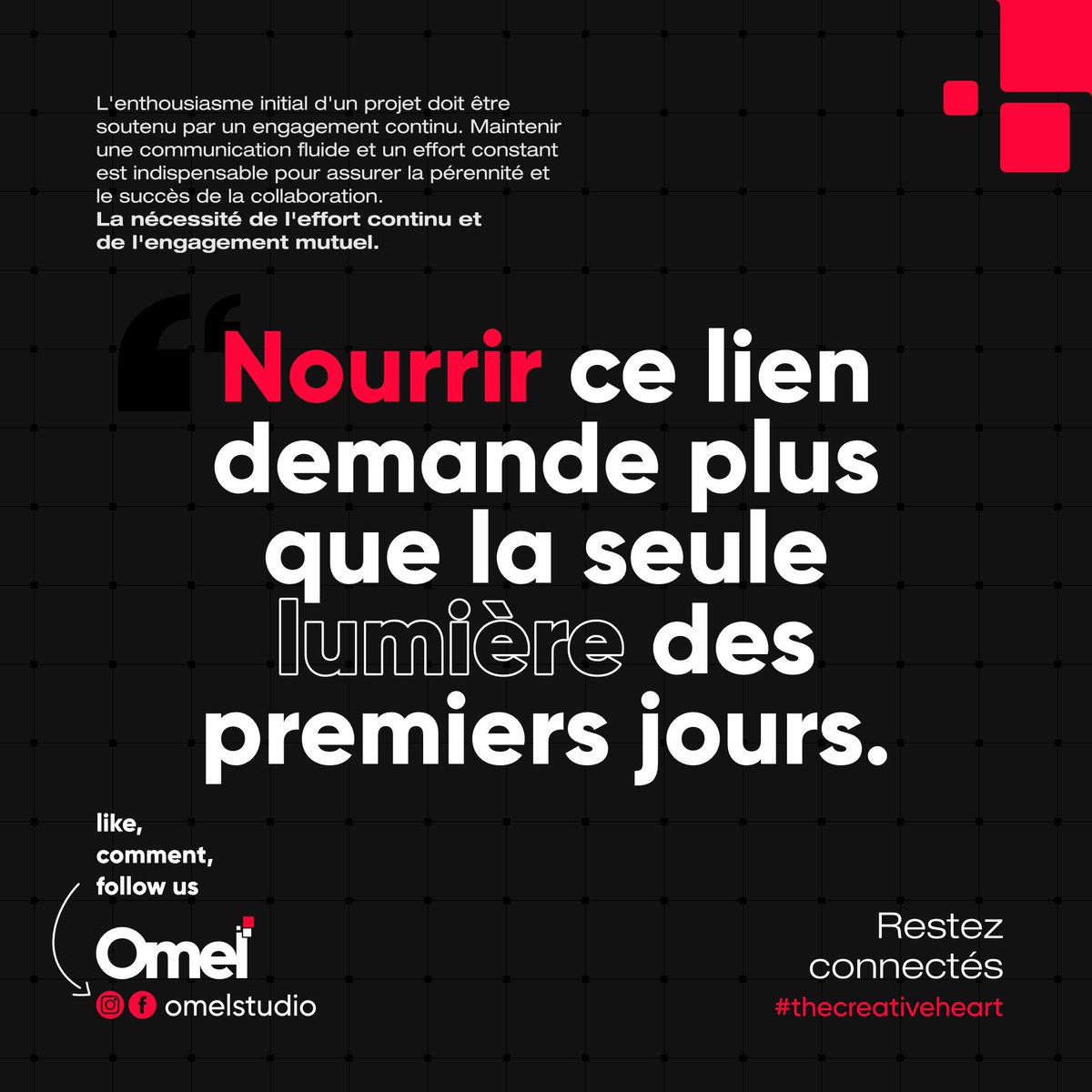 OmelStudio's tweet image. Initial project enthusiasm is great, but sustained success needs more: Continuous effort + Mutual engagement + Smooth communication = Lasting collaboration. 🤝 
#ProjectLifecycle #ClientEngagement #CollaborationSuccess #OmelStudio #TheCreativeHeart