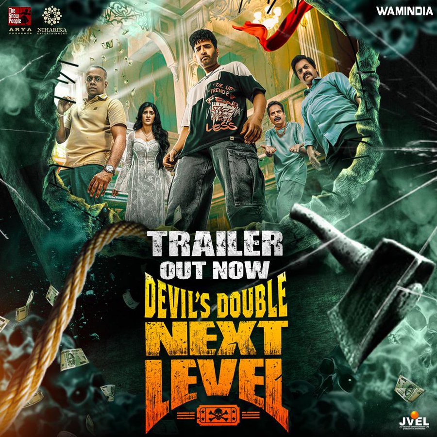 sidkannan's tweet image. #Santhanam returns with Devil&apos;s Double: Next Level! The #Hindi trailer is OUT NOW. After the success of #DDReturns, the horror-comedy sequel hits theatres on 16 May 2025 in #Tamil, #Hindi &amp;amp; #Telugu.

Starring #Santhanam &amp;amp; #Geethika, directed by #SPremAnand. Produced by…