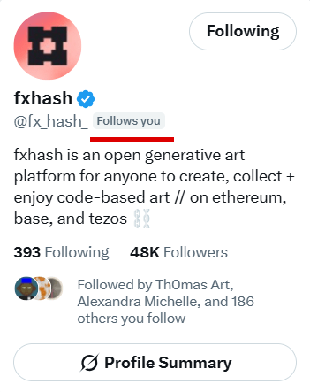 Thank you very much for the follow, <a href="/fx_hash_/">fxhash</a>! ☺️

This is a great honor in my generative art journey. 🥳