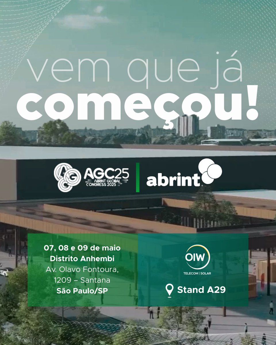 oiwtelecom's tweet image. 🚀 Estamos esperando por você!

Bora trocar experiências e fortalecer nossas conexões?

O espaço da OIW no Encontro Nacional Abrint 2025 está repleto de novidades, tecnologia e oportunidades.

💚 Venha conversar com nossa equipe!

#oiw #telecom #abrint #tecnologia #networking