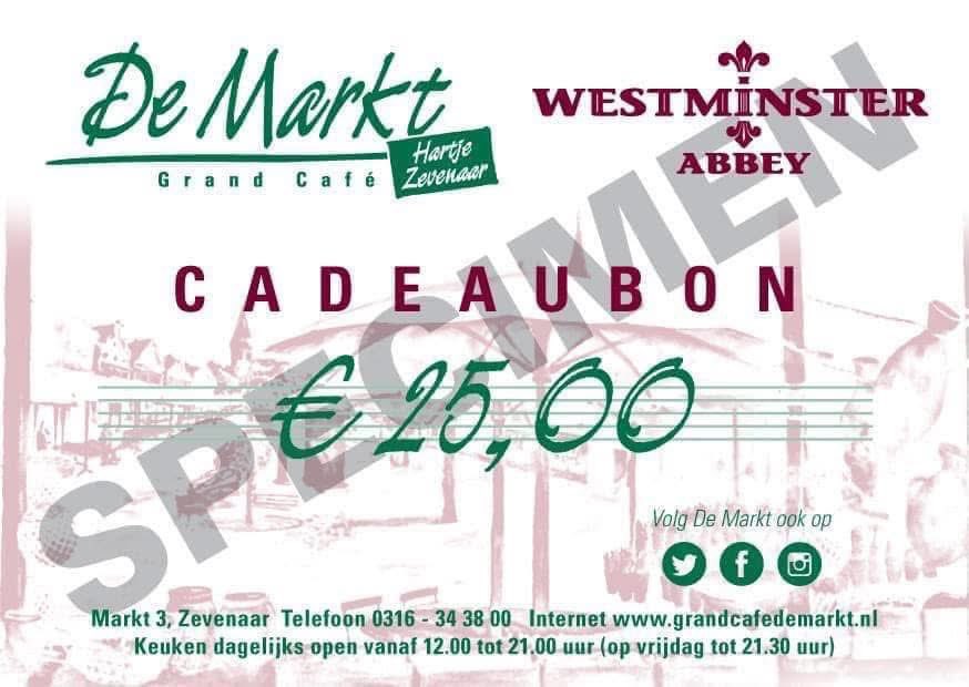 Al een cadeau voor de allerliefste vrouw? Zondag 11 mei Moederdag 🎁☀️
Kom gezellig met haar bij ons eten of verwen haar met een cadeaubon voor bijvoorbeeld een gezellige High Tea!
Bij Grand Café De Markt zijn cadeaubonnen verkrijgbaar van € 10,00, € 15,00, € 25,00 en € 50,00