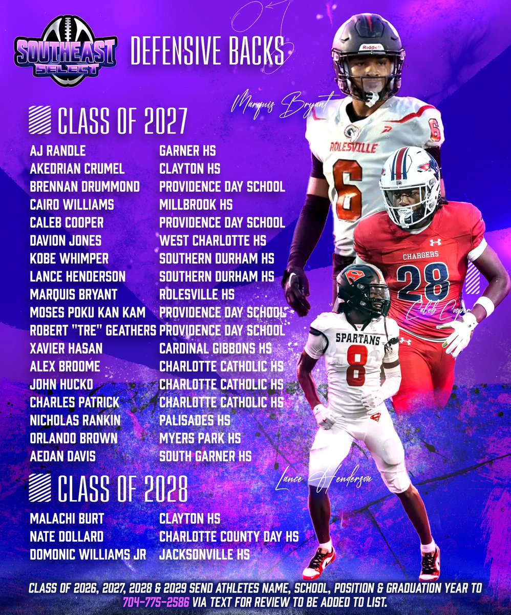 CFSRecruitment's tweet image. The Southeast Select DB Watchlist is here! Ball hawks, lockdown corners & versatile safeties ready to lock it down. Who’s your X-factor? #DBWatchlist #SoutheastSelect