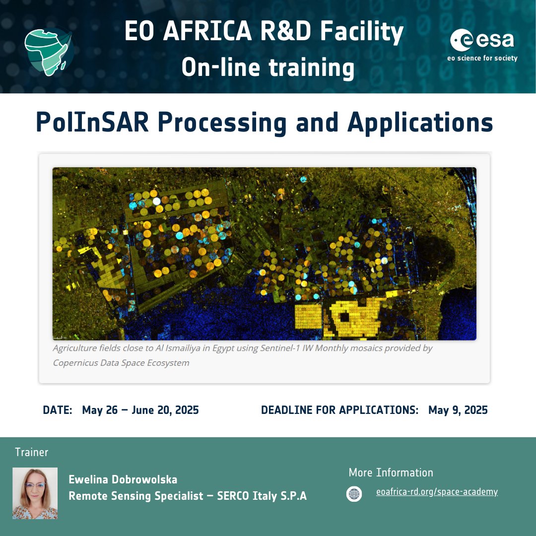 EO AFRICA R&D Facility (@eoafricard1) on Twitter photo ‼️ Last days to apply for the upcoming <a href="/EOAfricaRD1/">EO AFRICA R&D Facility</a> #online course: PolInSAR Processing and Applications
eoafrica-rd.org/space-academy/…
Hurry-up!! 🏃🏽🏃🏽♀️
#SAR #PolInSAR #InSAR #EO #Africa #PolSAR ‼️ Last days to apply for the upcoming <a href="/EOAfricaRD1/">EO AFRICA R&D Facility</a> #online course: PolInSAR Processing and Applications
eoafrica-rd.org/space-academy/…
Hurry-up!! 🏃🏽🏃🏽♀️
#SAR #PolInSAR #InSAR #EO #Africa #PolSAR