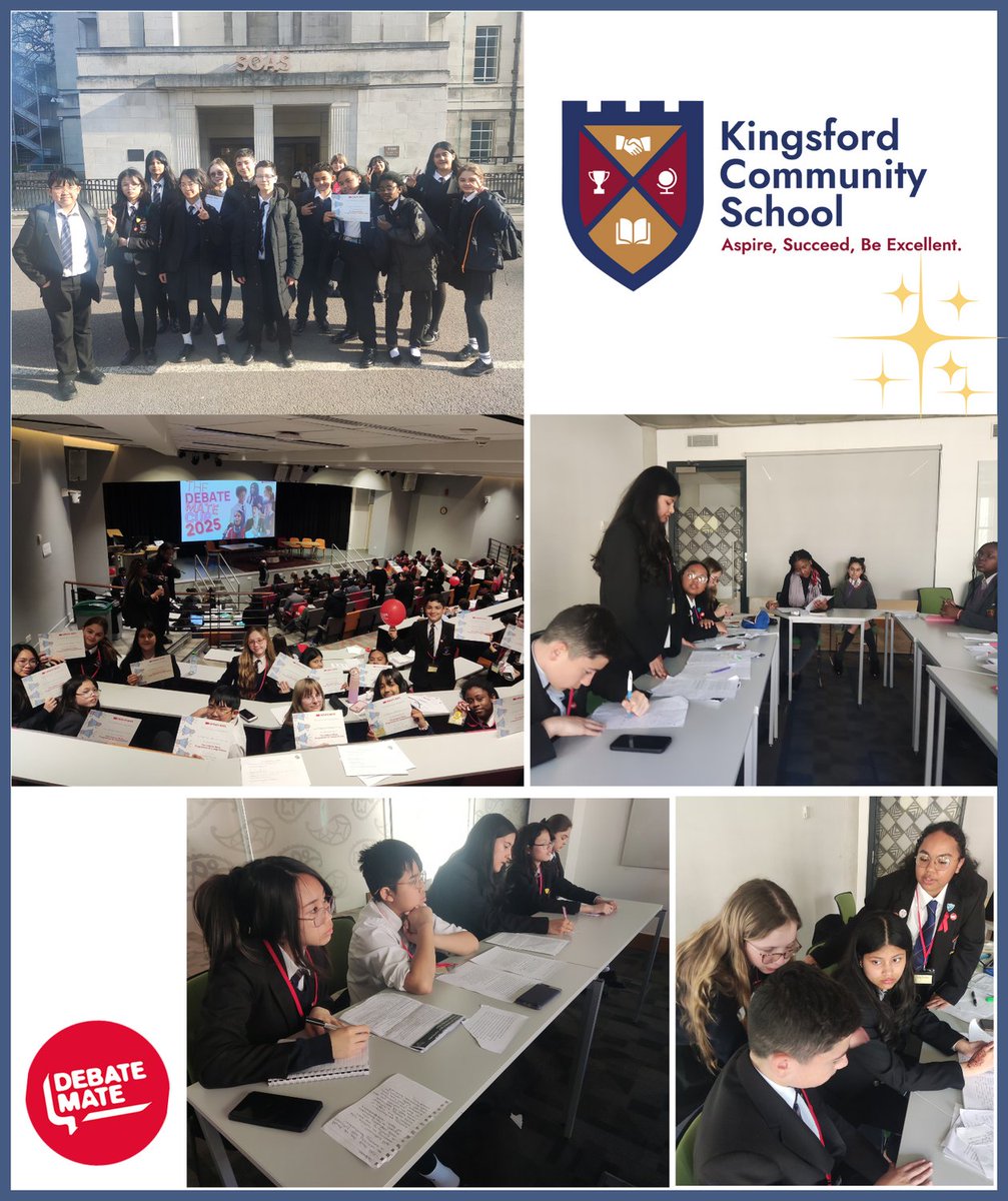 Kingsford Community School (@kingsford_sch) on Twitter photo Kingsford's Debate Maters took the stage at the Urban Debate League at <a href="/SOAS/">SOAS University of London</a> uni, debating on UK energy self-sufficiency & politicians’ personal social media use. 💬 Y10 won both rounds, even when arguing against their own views! 👏 <a href="/debate_mate/">Debate Mate</a> #KingsfordPride Kingsford's Debate Maters took the stage at the Urban Debate League at <a href="/SOAS/">SOAS University of London</a> uni, debating on UK energy self-sufficiency & politicians’ personal social media use. 💬 Y10 won both rounds, even when arguing against their own views! 👏 <a href="/debate_mate/">Debate Mate</a> #KingsfordPride