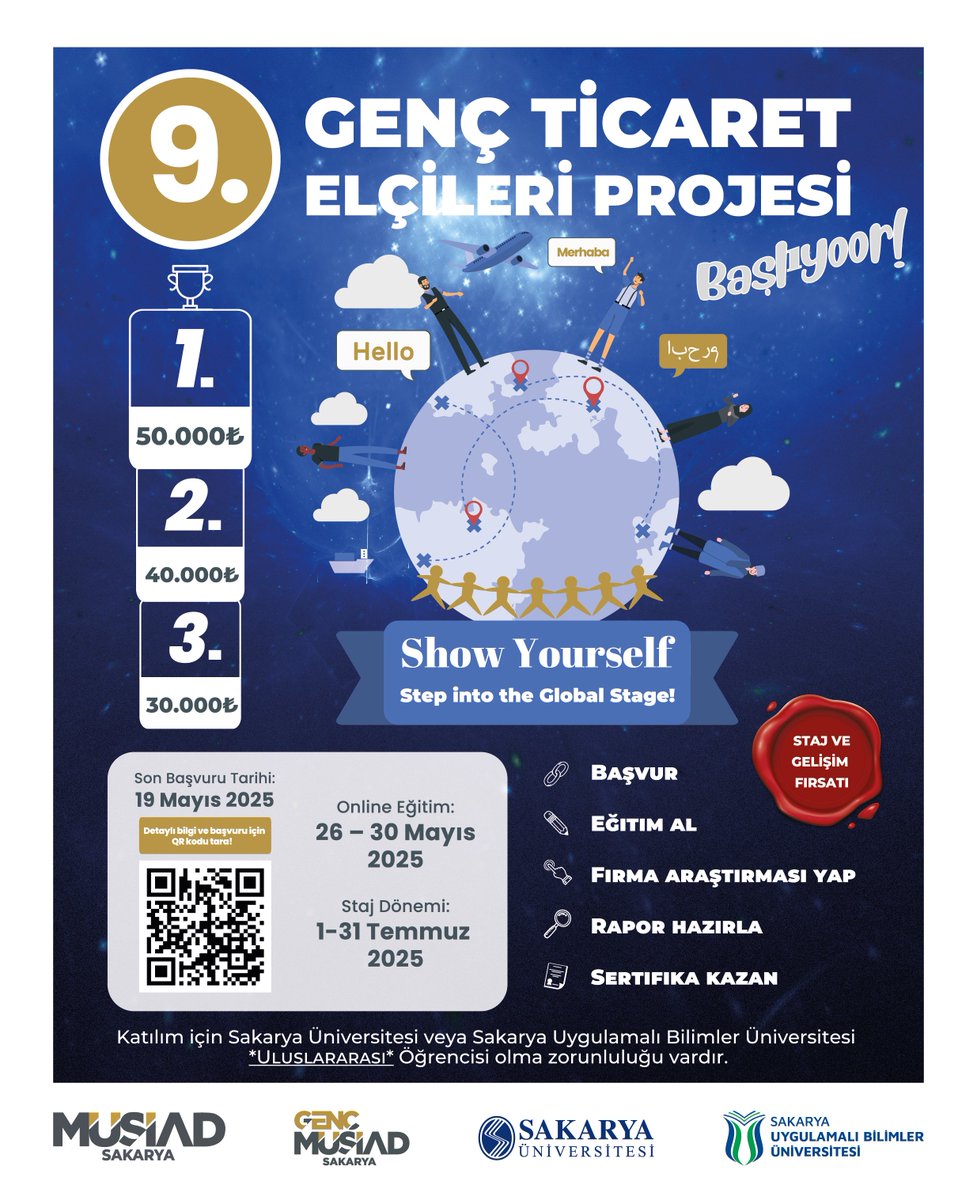 🌍 Genç Ticaret Elçileri Programına Katıl!
Gerçek bir dış ticaret deneyimi kazanmak ve Türk şirketlerine küresel pazarlarda destek olmak ister misin?

Bu program yalnızca bir staj değil, aynı zamanda uluslararası kariyerin için güçlü bir başlangıç!
Programa katılarak:

✅ Gerçek
