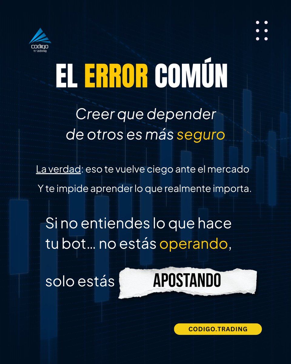 CodigoTrading's tweet image. 🔁 ¿Sigues dependiendo de señales de otros para operar?

⚠️Advertencia: El trading conlleva alto riesgo de pérdida de capital. La información es solo informativa.

#tradingautomatizado #botdetrading #tradingconia #tradingparaprincipiantes #tradingeducativo #inversioninteligente