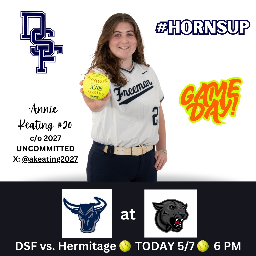DSF Softball (@softballdsf) on Twitter photo 🥎GAME DAY‼️🥎
Mavs vs. Hermitage
Today, 5/7 at Herm
6 PM
#HornsUp <a href="/DSFAthletics/">DSFAthletics</a> <a href="/henricosports/">henricosports (from RVA Sports Network)</a> <a href="/804Varsity/">804 Varsity</a> <a href="/VHSLSoftball/">VHSL Softball</a> 🥎GAME DAY‼️🥎
Mavs vs. Hermitage
Today, 5/7 at Herm
6 PM
#HornsUp <a href="/DSFAthletics/">DSFAthletics</a> <a href="/henricosports/">henricosports (from RVA Sports Network)</a> <a href="/804Varsity/">804 Varsity</a> <a href="/VHSLSoftball/">VHSL Softball</a>