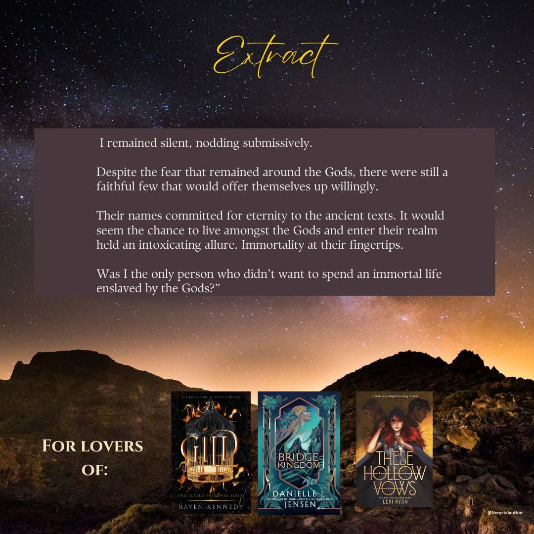 Natali Crystal ✨is QUERYING ✨ (@ncrystalauthor) on Twitter photo A booksmart mixed race FMC, caught between:
👑 a prince who would do anything for his kingdom 
✨ celestial being who lingers in her mind through an unexpected bond. 
Who can Ariella trust, before the power she never asked for tears her world apart 🌍 
#questpit  #A #F #R A booksmart mixed race FMC, caught between:
👑 a prince who would do anything for his kingdom 
✨ celestial being who lingers in her mind through an unexpected bond. 
Who can Ariella trust, before the power she never asked for tears her world apart 🌍 
#questpit  #A #F #R