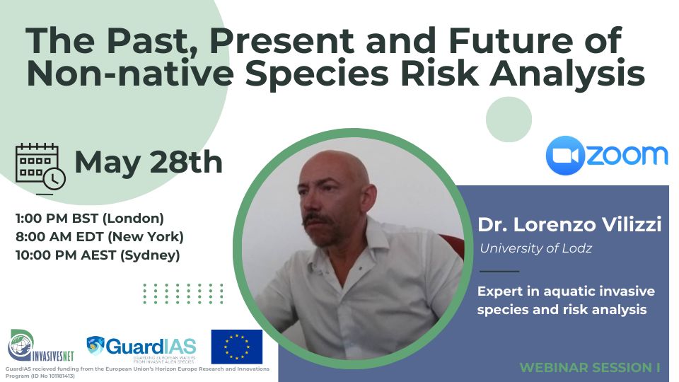 INVASIVESNET (@invasivesnet) on Twitter photo 📢 Join our webinar!
🗓️ May 28 | 🕐 1 PM BST | 8 AM EDT | 10 PM AEST
🎙️ Dr. Lorenzo Vilizzi on the evolution & future of non-native species risk analysis.
🔗 Register: bit.ly/3Z7KeYb
🌍 Hosted by <a href="/Invasivesnet/">INVASIVESNET</a> & #GuardIAS 📢 Join our webinar!
🗓️ May 28 | 🕐 1 PM BST | 8 AM EDT | 10 PM AEST
🎙️ Dr. Lorenzo Vilizzi on the evolution & future of non-native species risk analysis.
🔗 Register: bit.ly/3Z7KeYb
🌍 Hosted by <a href="/Invasivesnet/">INVASIVESNET</a> & #GuardIAS
