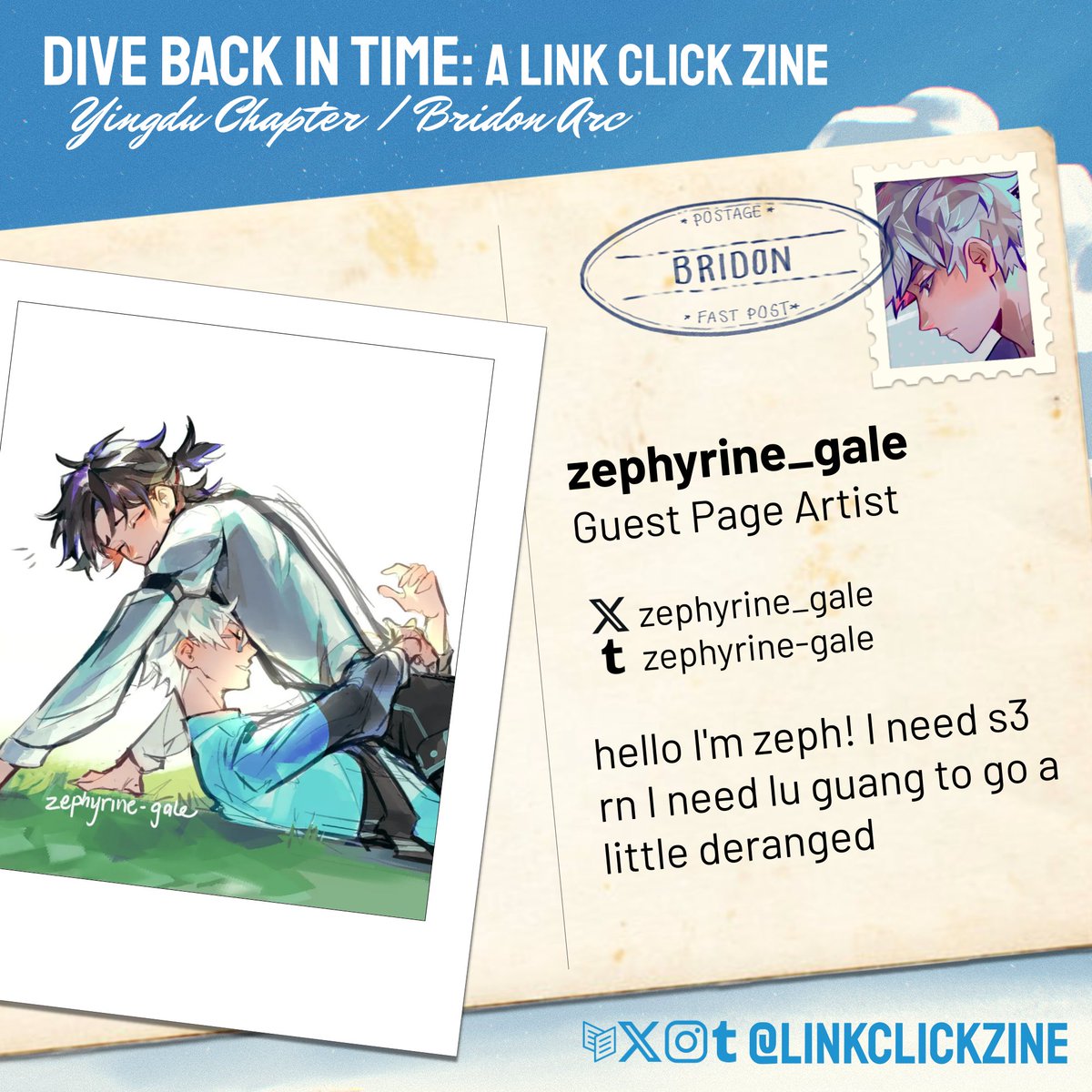 linkclickzine's tweet image. 📷 GUEST INTRODUCTIONS 📸
Meet our next returning guest page artist @zephyrine_gale!
