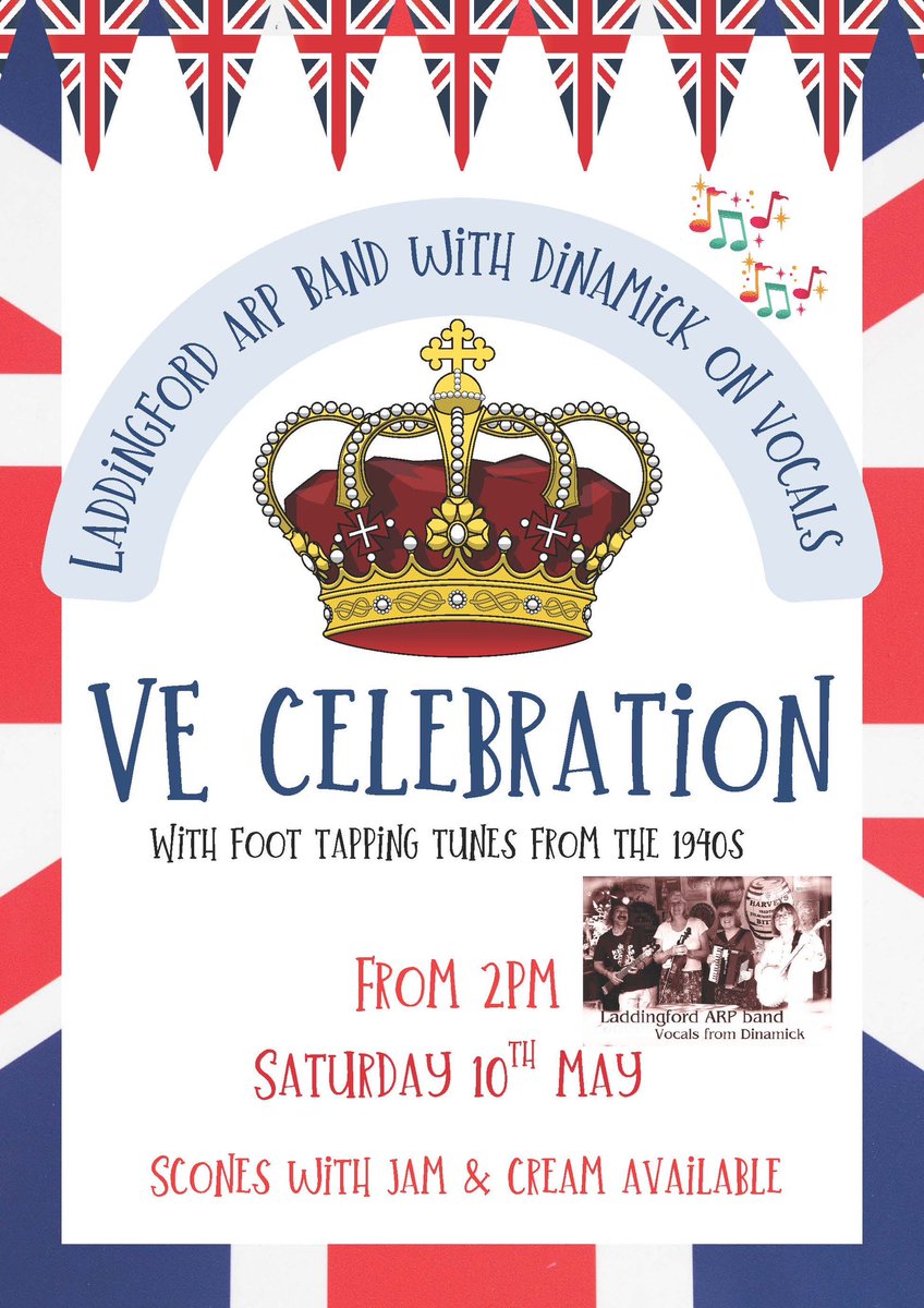 Keep the celebrations going with traditional foot tapping songs to celebrate VE80. Just come along from 2pm this Saturday 10 May.  Scones, jam &amp; cream available #supportyourlocal