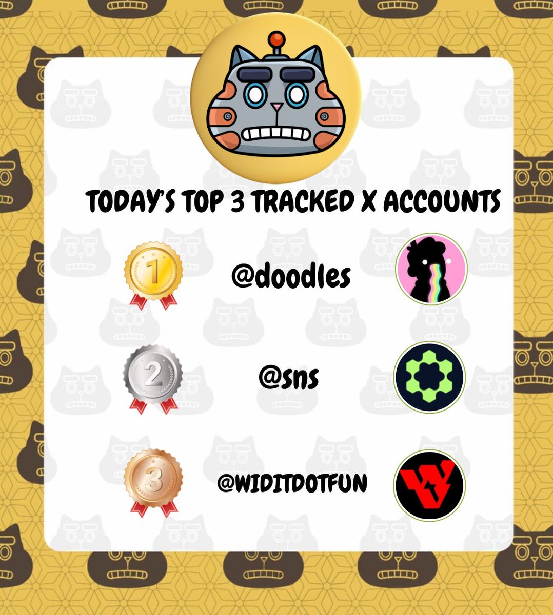 🚨 Agent Catfather Alert! 🐱🤖

Today our kitties tracked these harder than any others, prime picks to track via Agent Catfather; 

🥇 <a href="/doodles/">doodles</a> 
🥈 <a href="/sns/">sns.sol</a> 
🥉 <a href="/WIDITDOTFUN/">WIDI</a> 

Use the link below to start tracking now.👇
t.me/CatFatherAI_bot