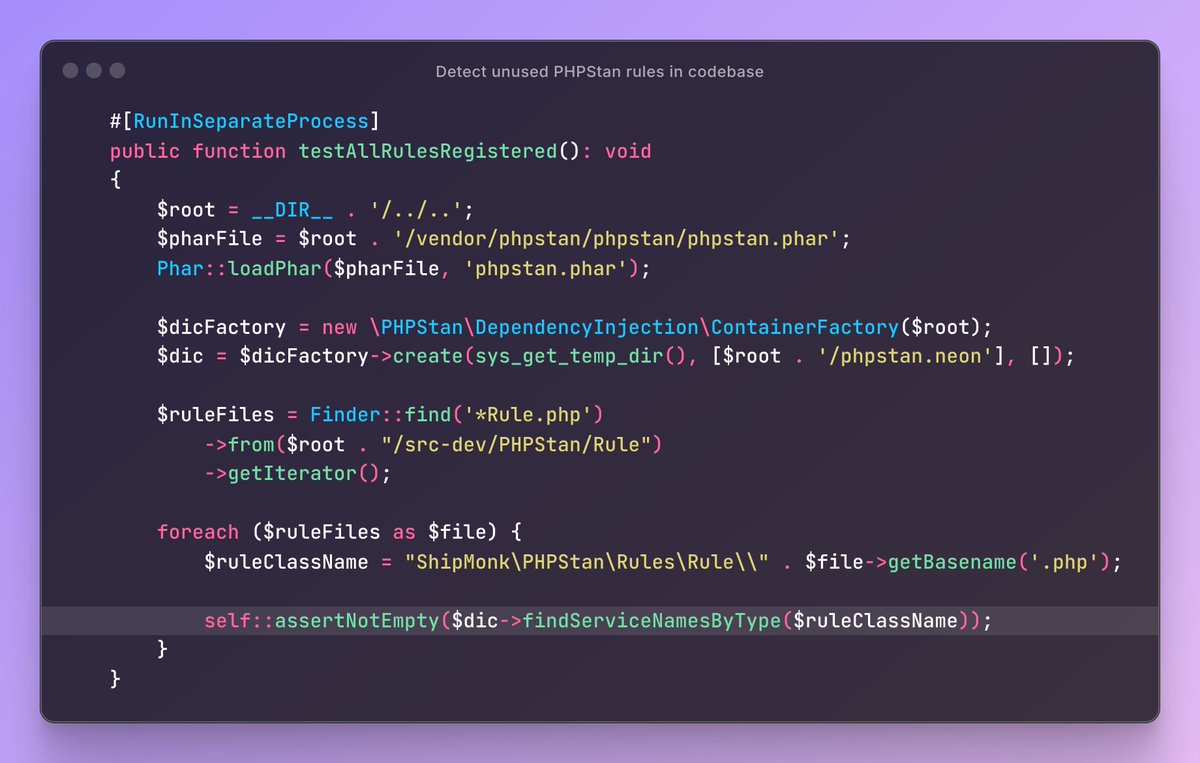 With ton of custom <a href="/phpstan/">PHPStan</a> rules, it is handy to ensure you wont forget to register them: