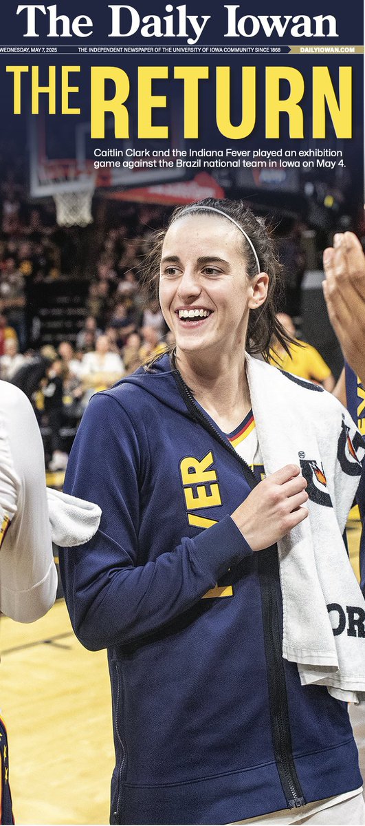 Today’s News Front: May 7, 2025 🏀

Check out this week’s news front on Caitlin Clark's return to her old stomping grounds Sunday as she and the Indiana Fever played the Brazil National Team at Carver Hawkeye Arena on newsstands or online at dailyiowan.com  now!