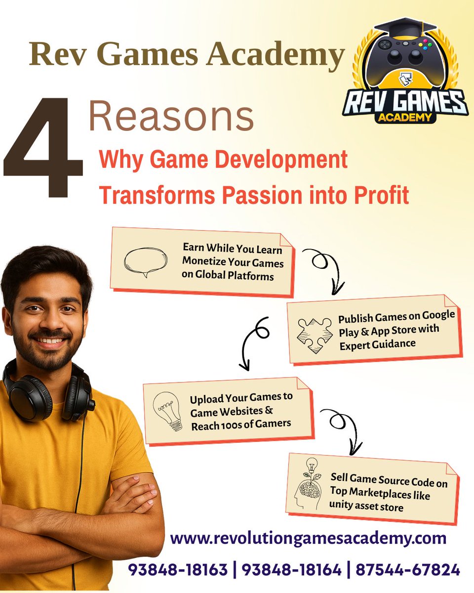 RevGamesAcademy's tweet image. 🎮 Turn Your Passion for Gaming into a Thriving Career!
At Rev Games Academy, we help you turn your love for games into a rewarding profession.
🌐 Visit: revolutiongamesacademy.com
#GameDevelopment #LearnGameDev #IndieGameDev #GameDevIndia #Unity3D
#GameDevLife #RevGamesAcademy