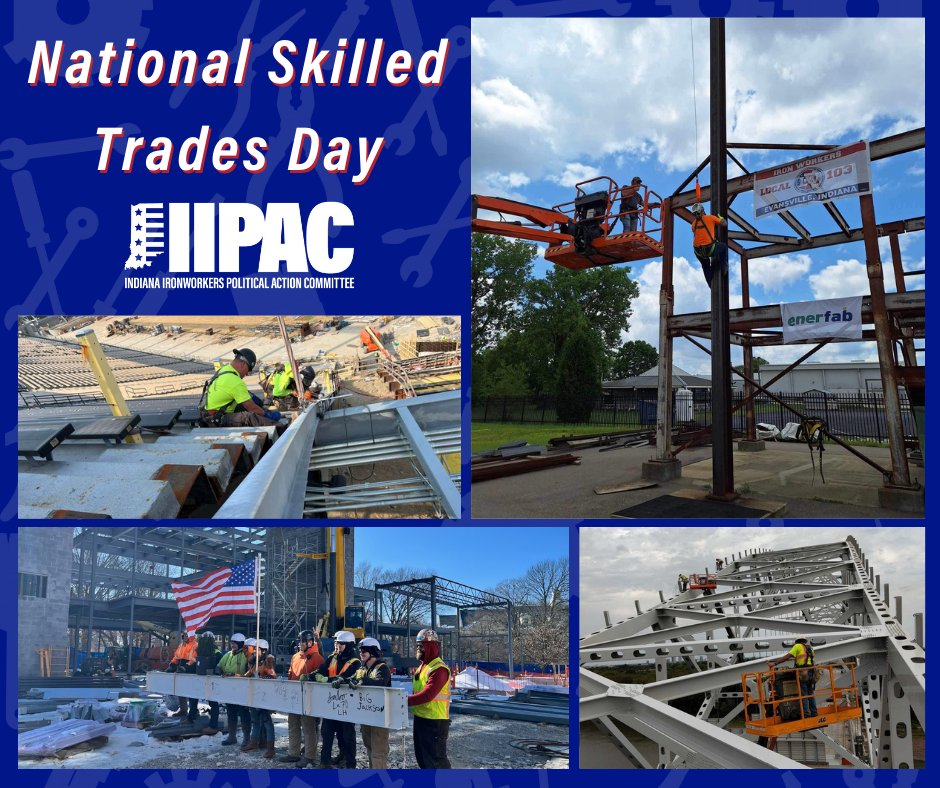 INironworkers's tweet photo. Skilled trades keep our world moving, yet they often go unnoticed.

On Skilled Trades Day, we recognize the ironworkers and all tradespeople who shape Indiana’s future—because without them, nothing gets built.

#SkilledTradesDay #BuiltToLast #IndianaIronworkers https://t.co/5Pmu1ZLDEA