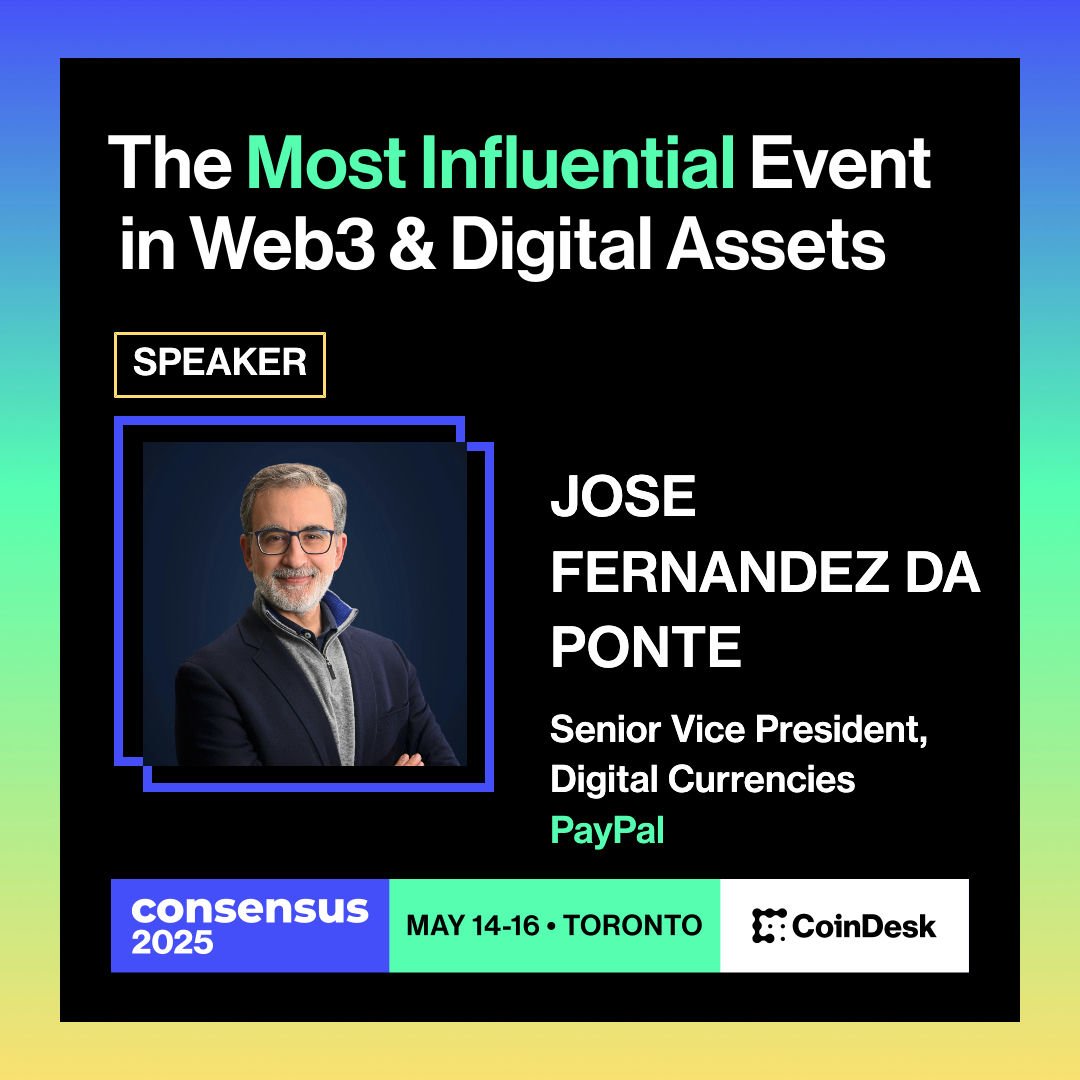 consensus2027's tweet photo. ✨🎙️ #Consensus2025 Speaker Spotlight

@paypal was one of the first companies to bring payments online, now their SVP of digital currencies at @paypal, Jose Fernandez da Ponte, is tasked to bring them onchain 🌐💸

Join him in Toronto to discover what's next for stablecoins ⤵️ https://t.co/YBOGtXLB0c