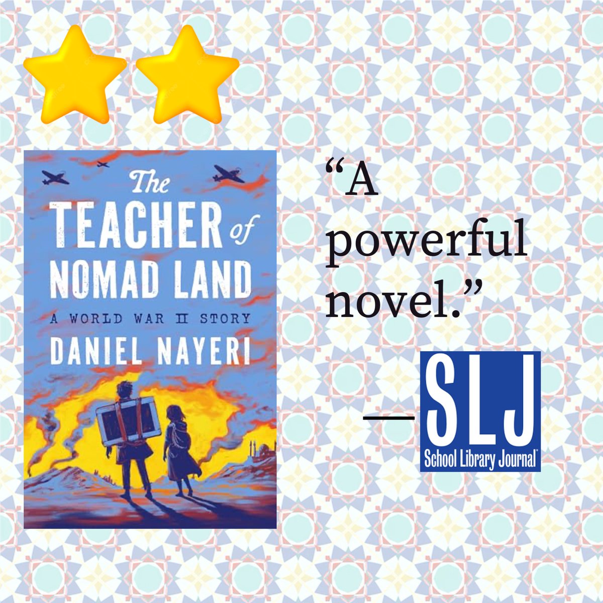 Khosrou Daniel Nayeri (TWEETS FRIDAYS) (@danielnayeri) on Twitter photo Friends! A second star for THE TEACHER OF NOMAD LAND, this one from School Library Journal! <a href="/sljournal/">SchoolLibraryJournal</a>
Perhaps you'd like to secure your very own copy in the form of a pre-order, which is like having a Streaming Video Subscription but cheaper and only for the things you want? Friends! A second star for THE TEACHER OF NOMAD LAND, this one from School Library Journal! <a href="/sljournal/">SchoolLibraryJournal</a>
Perhaps you'd like to secure your very own copy in the form of a pre-order, which is like having a Streaming Video Subscription but cheaper and only for the things you want?