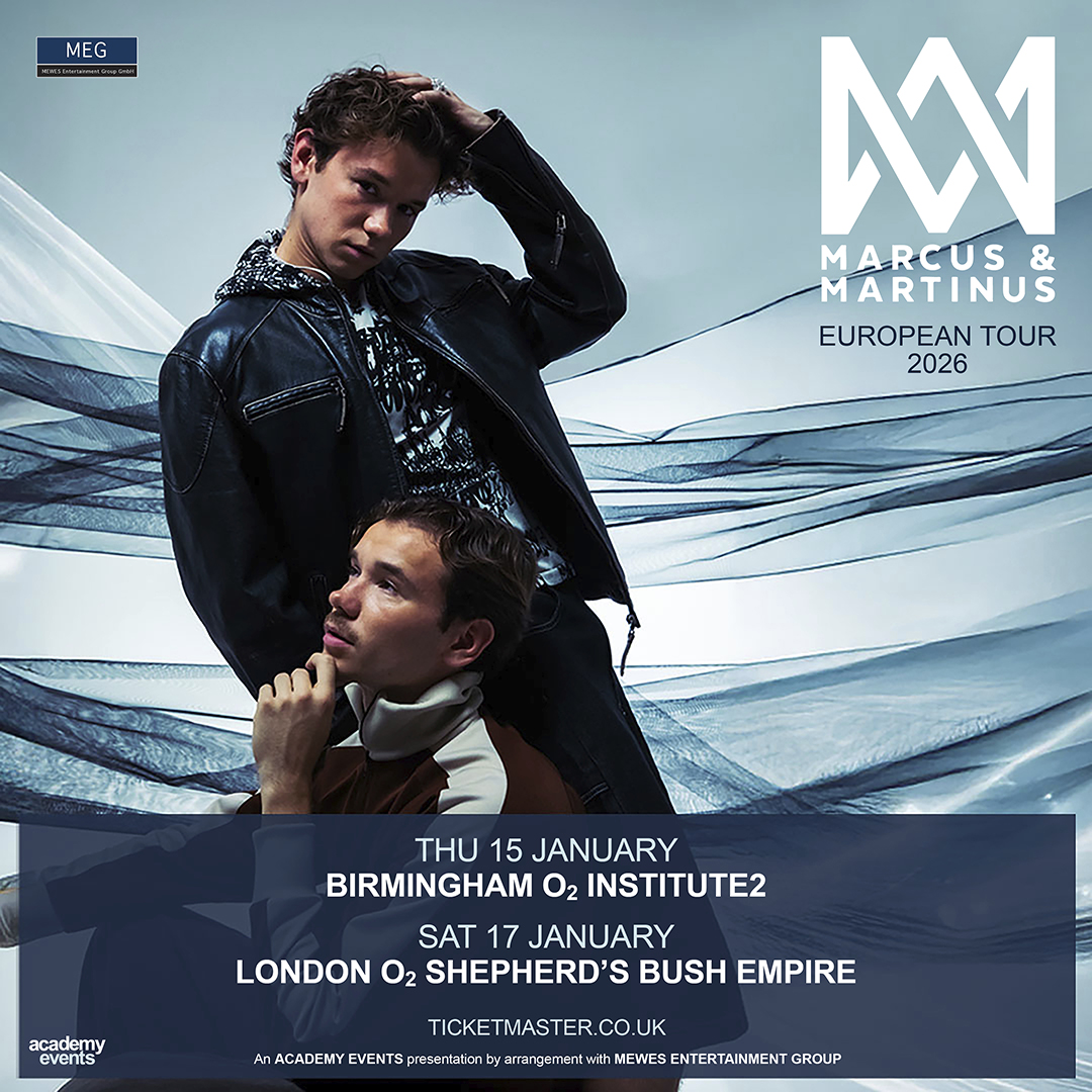 ⭐JUST ANNOUNCED⭐

Norwegian pop-duo Marcus &amp; Martinus, return to the UK with new shows in 2026! The "European Tour 2026" is coming to the @o2AcademyBham and the @o2SBE next January!

Tickets on sale this Friday at 11am🎟️