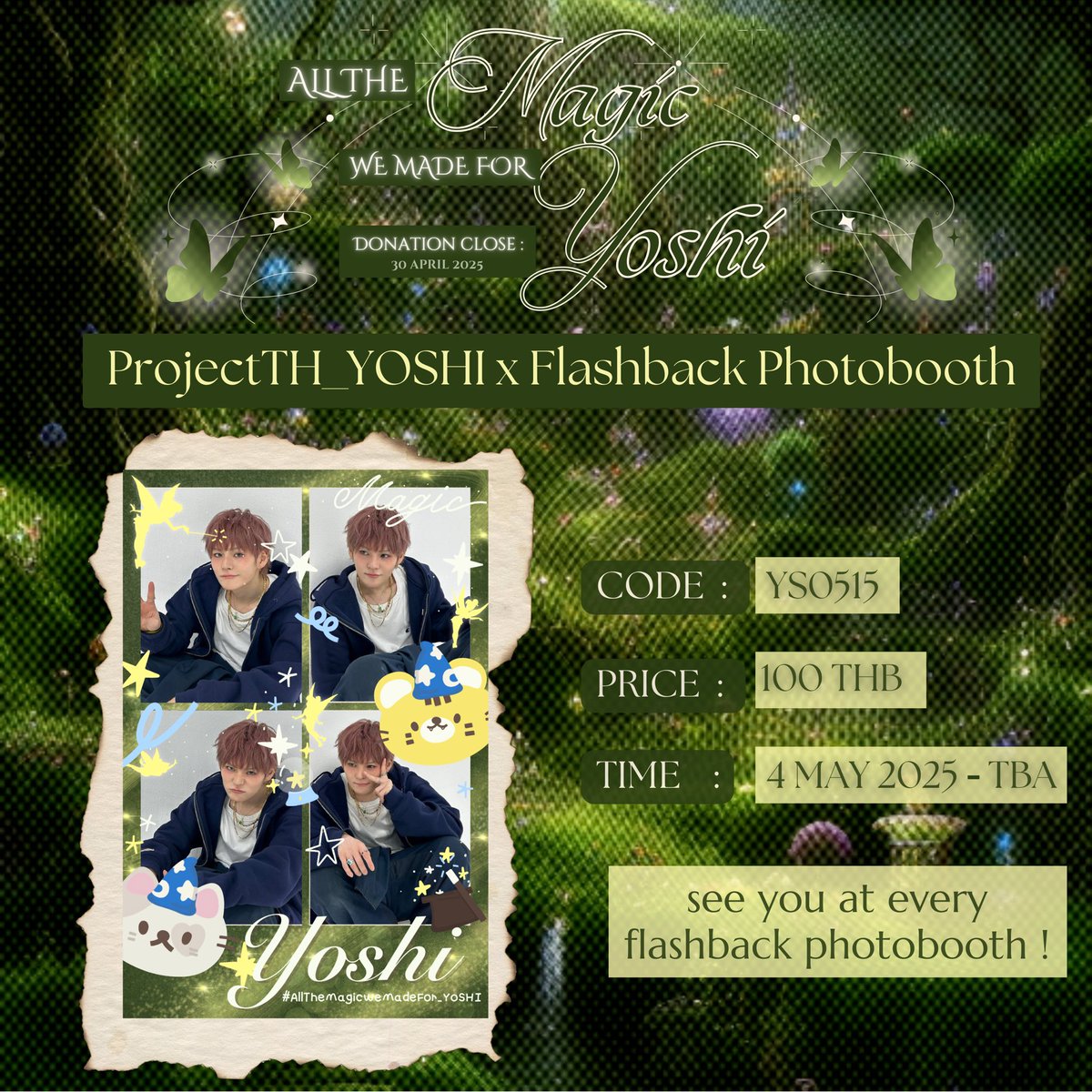 ProjectTH_YOSHI's tweet image. [🎁] YOSHI&apos;s Birthday Project 2025 💝
#AllTheMagicWeMadeFor_YOSHI 

✨ Vol. 5

📸 Frame Photobooth at Flashback Photobooth (pockr.co/locations)
🗓️ 4 May 2025 - TBA

 #YOSHI #요시 #ヨシ 
#TREASURE #트레저 #トレジャー