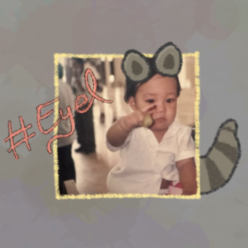 hwangbyeol_'s tweet photo. so soft w teary eyed baby #eyel as a raccoon https://t.co/KW7SzNHAUN