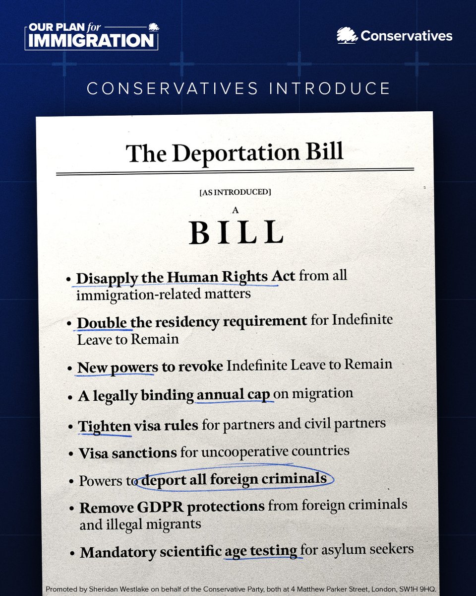 Conservatives (@conservatives) on Twitter photo Illegal migrants shouldn’t be in Britain. If you’re here illegally you should be deported.
That’s why today we’re introducing the Deportation Bill to Parliament.
Will Labour back it, or are they all talk and no action? Illegal migrants shouldn’t be in Britain. If you’re here illegally you should be deported.
That’s why today we’re introducing the Deportation Bill to Parliament.
Will Labour back it, or are they all talk and no action?