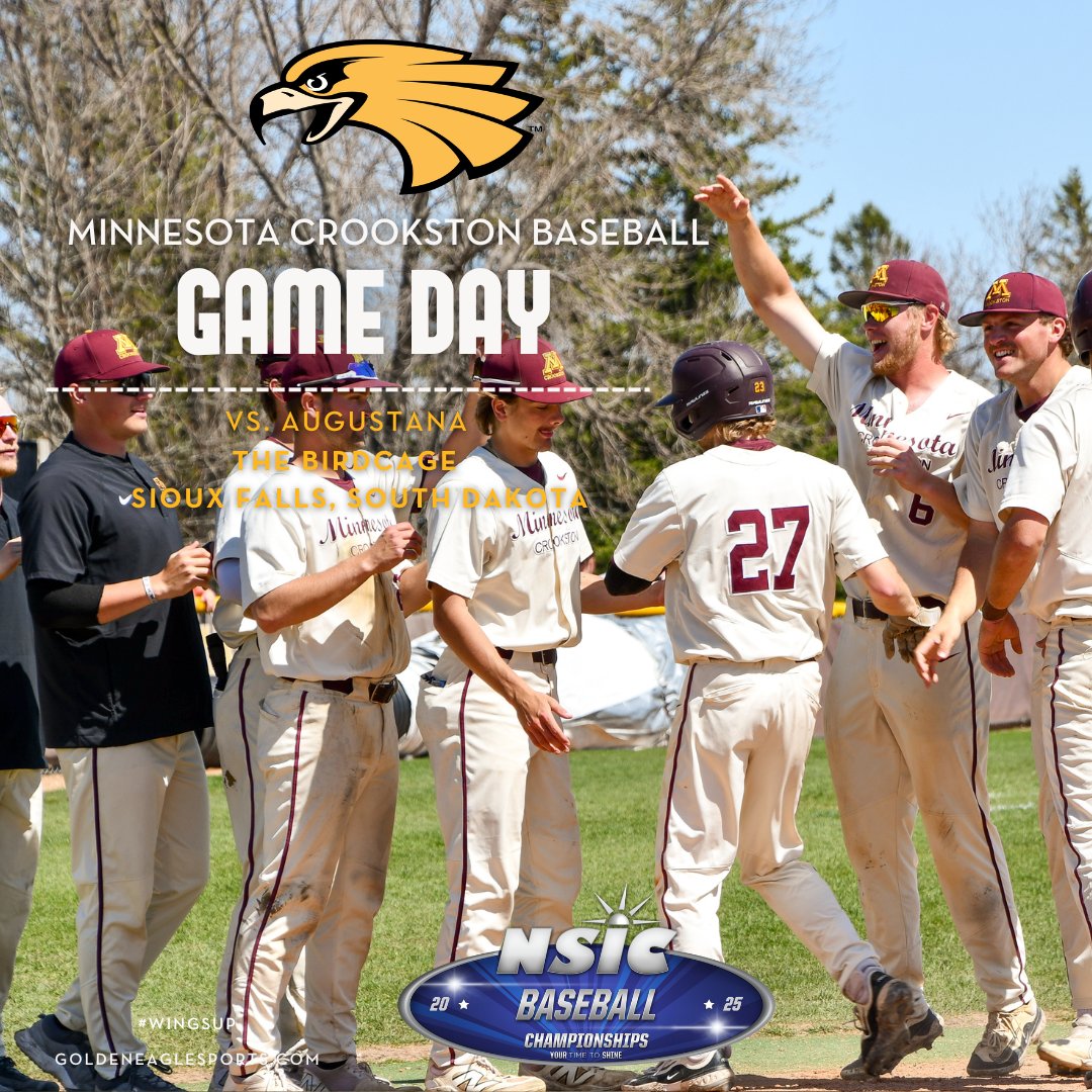 Golden Eagle Sports (@umncrookstonath) on Twitter photo The <a href="/UMCBaseball/">UMC Baseball</a> team is set for the first day at the NSIC Tournament. It is time to get gritty, as we make Sioux Falls Gritty City South!
🆚Augustana
📍The Birdcage, Sioux Falls, S.D.
⏰6 p.m.
📈usfcougars.com/sidearmstats/b…
📺💲 nsicnetwork.com
#WingsUp The <a href="/UMCBaseball/">UMC Baseball</a> team is set for the first day at the NSIC Tournament. It is time to get gritty, as we make Sioux Falls Gritty City South!
🆚Augustana
📍The Birdcage, Sioux Falls, S.D.
⏰6 p.m.
📈usfcougars.com/sidearmstats/b…
📺💲 nsicnetwork.com
#WingsUp