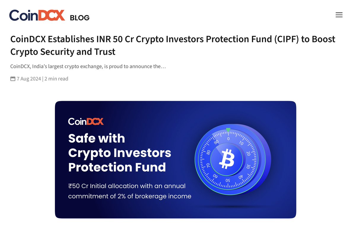 3/ Our @CoinDCX Crypto Investor Protection Fund (CIPF) which started as a  ₹50 Crore fund has been enhanced to ₹57.5 Cr, reflecting a 15% growth since  inception. CoinDCX is committed to contributing