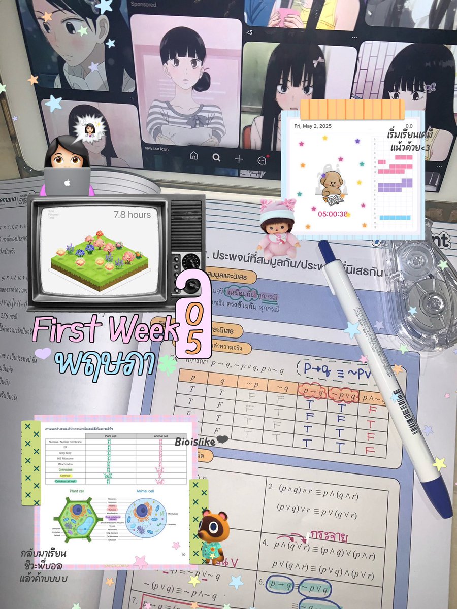 imyourp0pyluw's tweet image. 🪜💨* D-32,33 ✩ 1-2 May 25 ˙ 𐙚 ˖ ·🦢🚿

     (🎢) #imyourp0pydir 🏪

💬เรียนตรรกศาสตร์มาได้เกือบครึ่งทางแล้ว ิิ˚🏄🏻‍♂️*  กำลังกระดึ้บๆๆ ตามทุกคนไปอยู่นะ ช่วงนี้เรียนได้นิดเดียว (เป็นเมนหมดพลังเลย🚰-🚰)
𓆛 ゚ Math : ตรรกศาสตร์ 40%✔️
𓆛 ゚ Bio : เซลล์ 30% ✔️
𓆛 ゚ Chem : บทนำ 30% ✔️