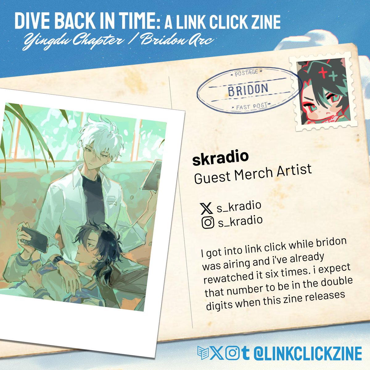 linkclickzine's tweet image. 📷 GUEST INTRODUCTIONS 📸
Next up on the line is our guest merch artist @s_kradio!