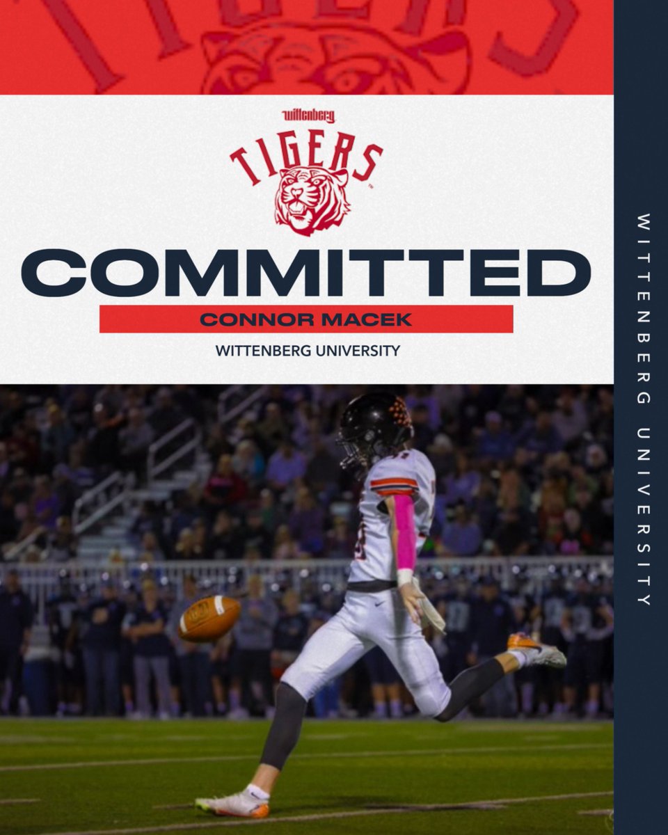 Beavercreek Football (@beavercreek_fb) on Twitter photo Congratulations to <a href="/Connor_Macek/">Connor Macek</a> on his commitment to Wittenberg! The Tigers are getting a great one! Well done Connor!
#CreekRising Congratulations to <a href="/Connor_Macek/">Connor Macek</a> on his commitment to Wittenberg! The Tigers are getting a great one! Well done Connor!
#CreekRising