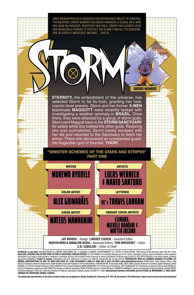 Mario Santoro (@mao_comics) on Twitter photo Storm #8 out today!
Writer: Murewa Ayodele
Art: <a href="/LukasWerneck/">Bolovo ✨</a> & Me
Colors: <a href="/alex_guim/">Alex Guimarães</a>
Letters: Travis Langham
Cover: <a href="/tintanega/">Mateus Manhanini</a>
#marvel #storm #ororomunroe Storm #8 out today!
Writer: Murewa Ayodele
Art: <a href="/LukasWerneck/">Bolovo ✨</a> & Me
Colors: <a href="/alex_guim/">Alex Guimarães</a>
Letters: Travis Langham
Cover: <a href="/tintanega/">Mateus Manhanini</a>
#marvel #storm #ororomunroe
